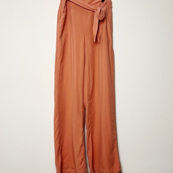 Thread & Supply Pants - Thread & Supply Brick Dust Wide Leg Crop Pants, Tie at Elastic Waist, Medium